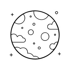 full moon icon, full moon line art - simple line art of full moon, perfect for full moon logos and icons