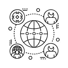 global society icon, global society line art - simple line art of global society, perfect for global society logos and icons