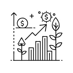 growth stocks icon, growth stocks line art - simple line art of growth stocks, perfect for growth stocks logos and icons
