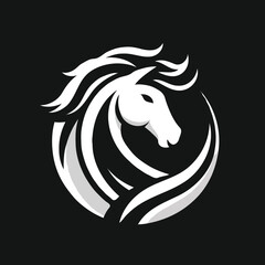 awesome horse logo white and black