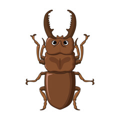 Stag beetle vector illustration with brown color