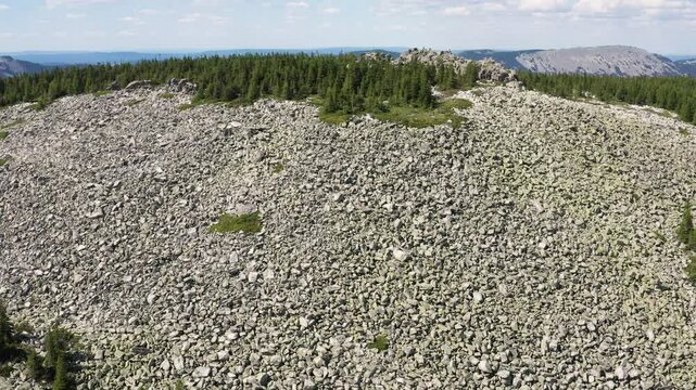 Southern Urals, Zyuratkul National Park: Bolshoy Uvan Mountain. Aerial view.