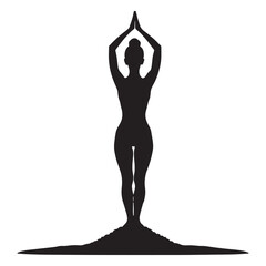 Fototapeta premium Silhouette of a woman in a yoga pose, a vector illustration of a lady in a black shape