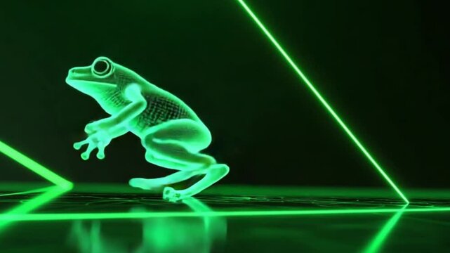Digital Frog in Neon Light