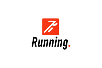 Obraz premium Running logo vector icon illustration