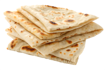Stack of homemade flatbreads isolated on a white background png