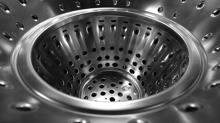 Perforated metal drum gleaming industrial interior