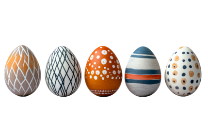 Decorated Easter eggs isolated, cut out transparent