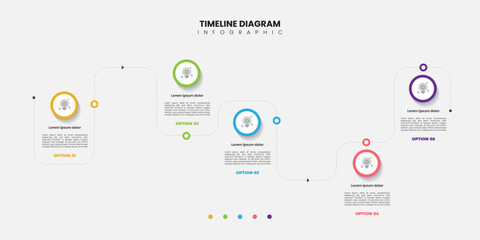 Business road map timeline infographic concept. with icons and 5 options, Corporate milestones graphic elements. workflow layout, diagram, report, 