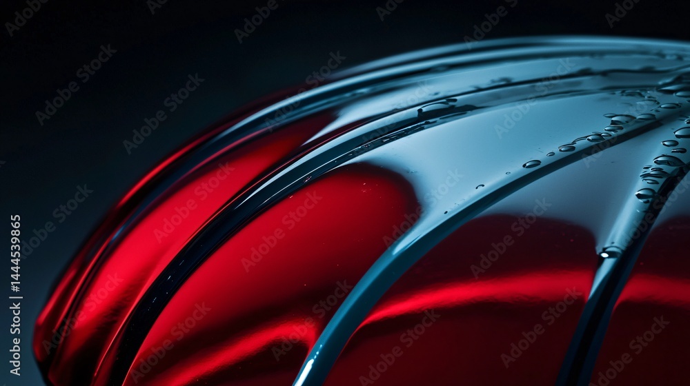 Poster minimalist red and silver object against a dark background with cinematic lighting creating a striki