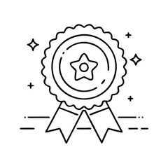 achievement badge icon, achievement badge line art - simple line art of achievement badge, perfect for achievement badge logos and icons