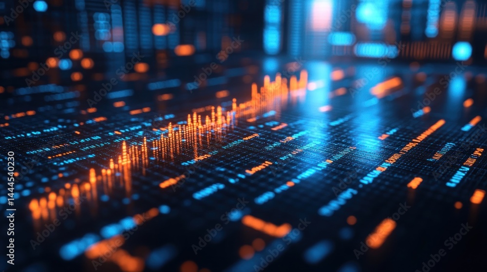 Poster digital data stream: a futuristic visualization of information flow