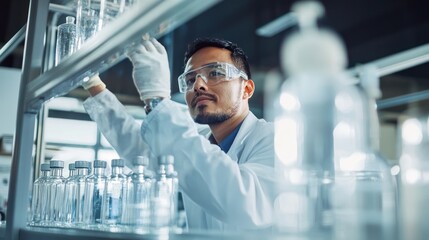 Focused Scientist in Laboratory Setting Examining Samples