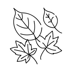autumn leaves icon, autumn leaves line art - simple line art of autumn leaves, perfect for autumn leaves logos and icons