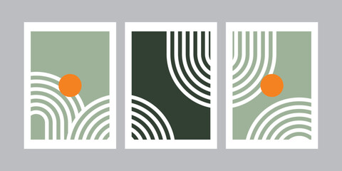 A set of geometric abstract posters.Design for wallpaper, wall decor, background, cover, print, card