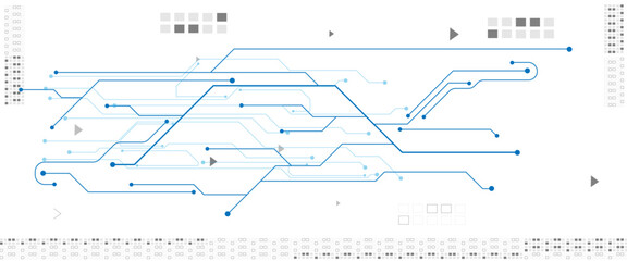 Abstract digital technology futuristic internet network speed connection white and blue background. Technology background with crossed lines and dots