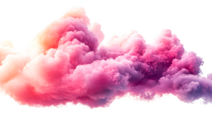Pink cloud formation on black, cut out transparent