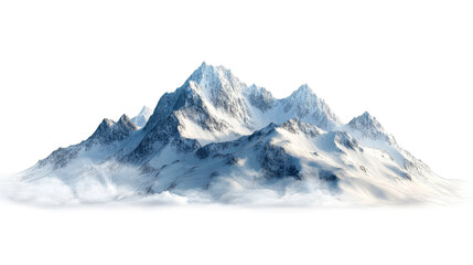 Snow covered peaks formation, cut out transparent