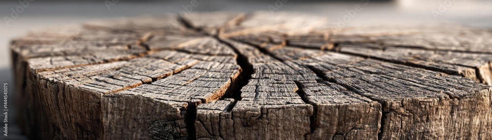 Poster tree stump representing environmental damage and forest decline concept. close-up of a weathered tre