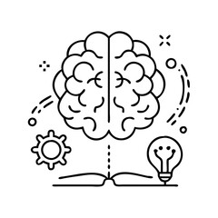 brain expert knowledge icon, brain expert knowledge line art - simple line art of brain expert knowledge, perfect for brain expert knowledge logos and icons