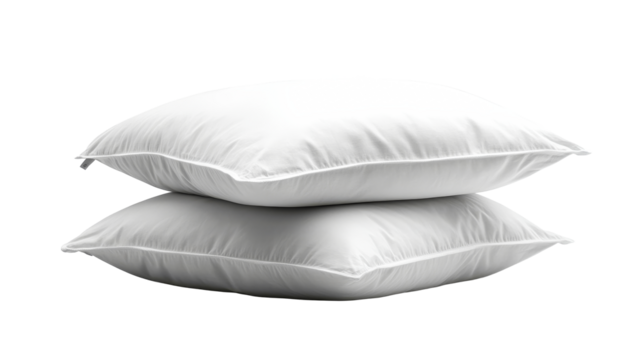 Two white pillows stacked, cut out transparent