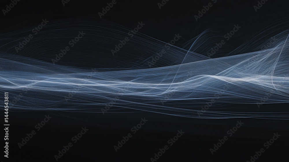 Poster abstract art composition featuring white lines on a deep black background creating a striking visual