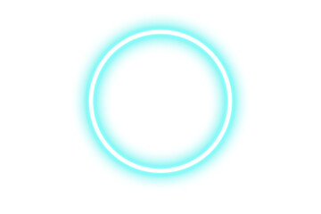 Obraz premium Blue Neon Circle Neon blue circle sign. Glowing circle icon on transparent background. Neon lighting round shape element. Neon sparkle circle border frame PNG. Graphic design elements