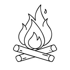campfire icon, campfire line art - simple line art of campfire, perfect for campfire logos and icons
