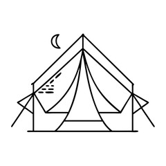 camping tent icon, camping tent line art - simple line art of camping tent, perfect for camping tent logos and icons