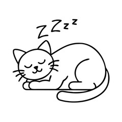 cat sleeping icon, cat sleeping line art - simple line art of cat sleeping, perfect for cat sleeping logos and icons