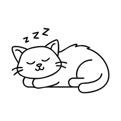 cat sleeping icon, cat sleeping line art - simple line art of cat sleeping, perfect for cat sleeping logos and icons