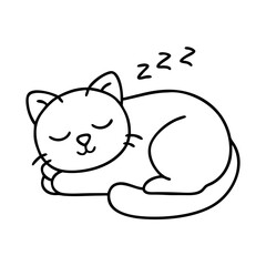 cat sleeping icon, cat sleeping line art - simple line art of cat sleeping, perfect for cat sleeping logos and icons