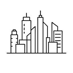 city skyline icon, city skyline line art - simple line art of city skyline, perfect for city skyline logos and icons