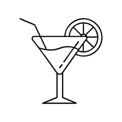 cocktail icon, cocktail line art - simple line art of cocktail, perfect for cocktail logos and icons