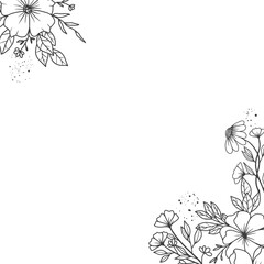 Elegant Floral Frame Corner Design Illustration