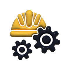 Engineering icon with helmet and gears