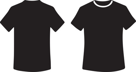 Blank Black T-Shirt Front and Back View Illustration