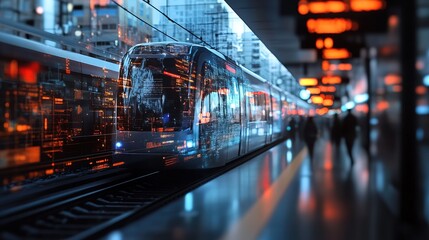 Fototapeta premium Futuristic City Train