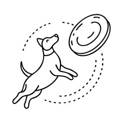 dog frisbee icon, dog frisbee line art - simple line art of dog frisbee, perfect for dog frisbee logos and icons