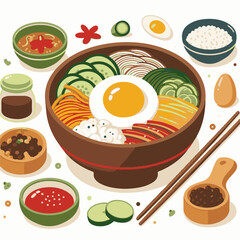 bibimbap, cuisine, meal, delicious, asian, healthy, gourmet, rice, food, cooking, vegetable, korean food, dinner, bowl, fresh, traditional, dish, egg, korean, lunch, colorful, beef, carrot, spicy, tas