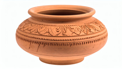 Clay Vase or Pot Isolated on White Background for Home Decor and Ceramic Art Design