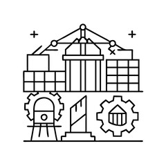 infrastructure development icon, infrastructure development line art - simple line art of infrastructure development, perfect for infrastructure development logos and icons