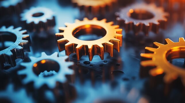 A series of interlocking gears representing the mechanical and repetitive nature of compulsions 