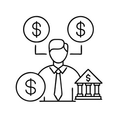 investment banker icon, investment banker line art - simple line art of investment banker, perfect for investment banker logos and icons