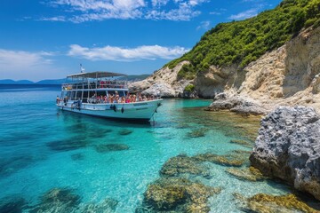 Discover the beauty of Zakynthos with cruise tour boats at Porto Vromi beach in Greece, Cruise tour boats Zakynthos Porto Vromi beach Greece island vacation site