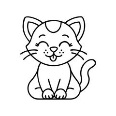 kitten icon, kitten line art - simple line art of kitten, perfect for kitten logos and icons