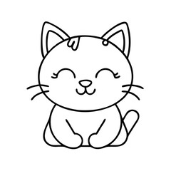 kitten icon, kitten line art - simple line art of kitten, perfect for kitten logos and icons