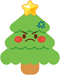 Cute Christmas tree-angry expression