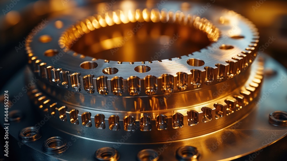 Aufkleber precise engineering: a close-up of interlocking gears