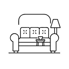 lounge area icon, lounge area line art - simple line art of lounge area, perfect for lounge area logos and icons
